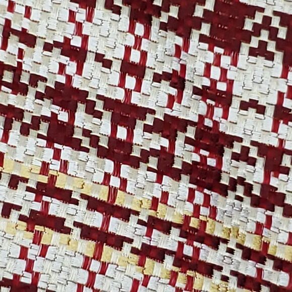 Vintage Wemlon Wembley Mens Necktie Woven Plaid Red Yellow White - Picture 2 of 3